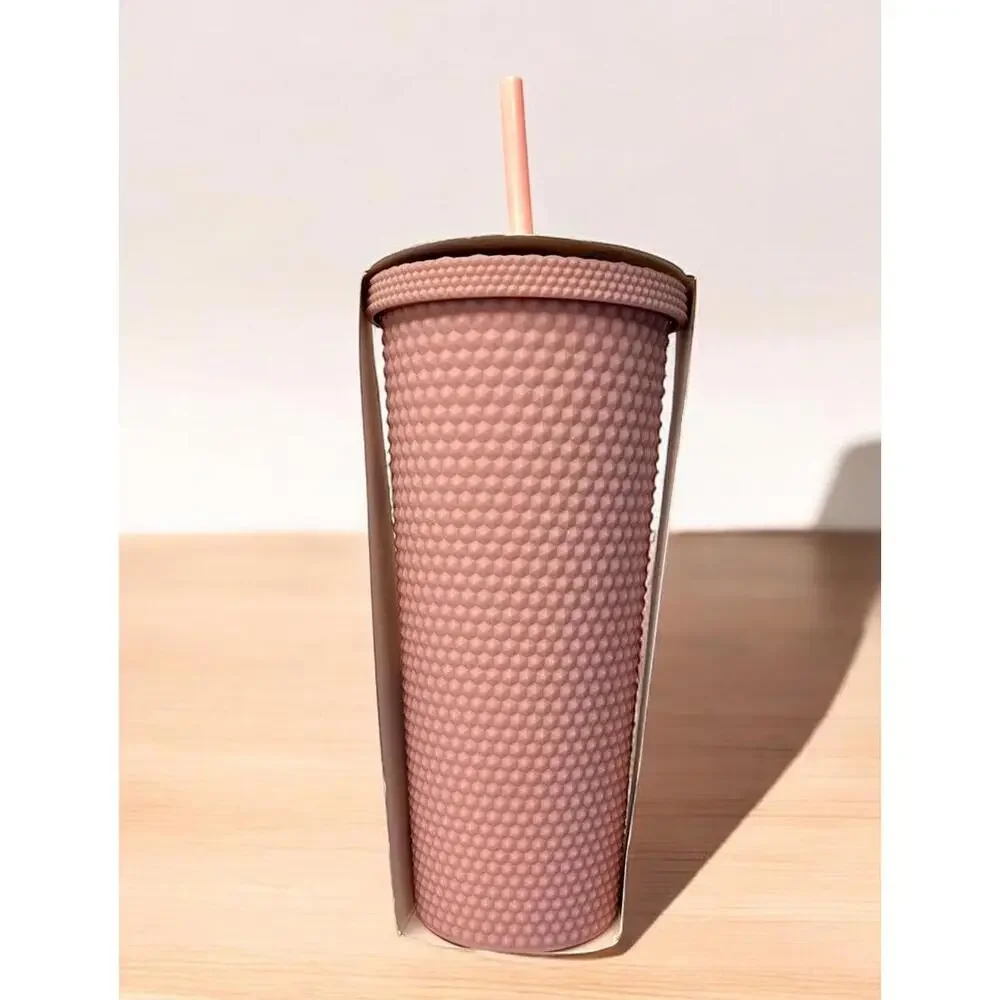 Manna Matte‎ Light Pink Studded Tumbler 24oz Venti Rubberized